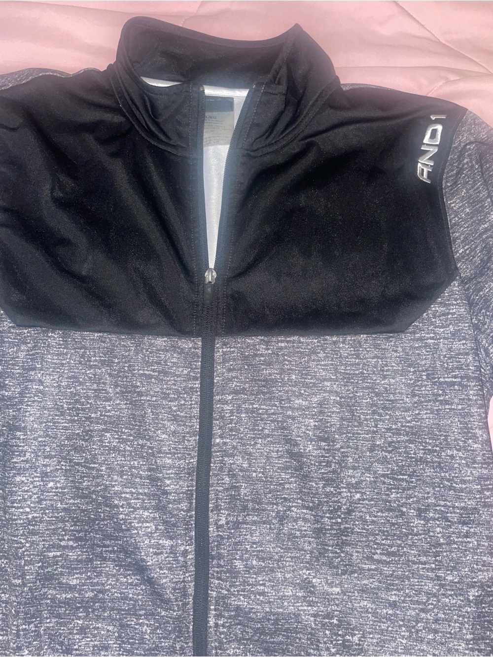 And1 Black and Heather Gray Full-Zip Athletic Jacket